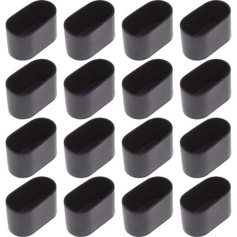 16 pcs Chair Jambe Cap Chair Jambe Protection Floor Protection Foot Caps for Chair Bend Tube Ovale, in Plastic (Black16 pieces / 20x40mm) (1/5)