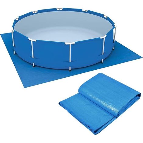 Tapis de Sol pour Piscine, Hors Terre Tapis de Protection Bleu Imperméable Pliable, Protecteur De Sol Piscine pour Rectangulaire & Rond Piscines (274 274cm) (1/5)