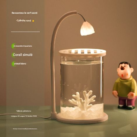 Kreatives LED-Glas-Tisch-Aquarium, energiesparend, USB-betrieben, mikroökologische Landschaft, dekoratives Aquarium mit heilsamer Wirkung – Hirschgeweih
