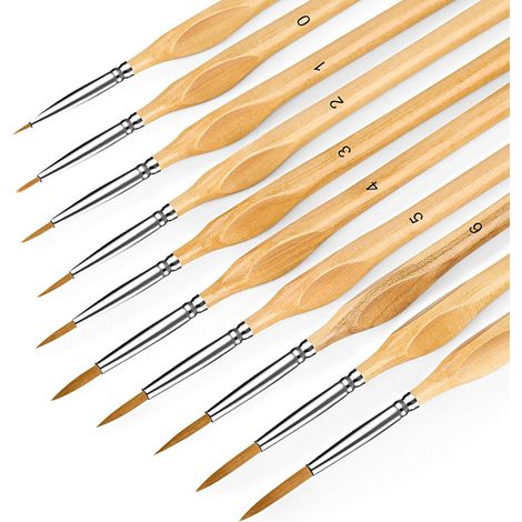 10 pinceaux fins, pinceaux de détail, pinceaux micro-détail, pinceaux pour peinture miniature, acrylique, huile, aquarelle, peinture par numéros (1/5)