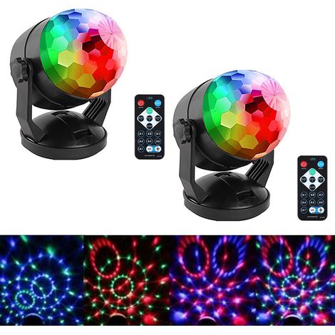 lumières de projecteur LED rotatives colorées avec télécommande jouets veilleuses Noël lampes table fête boule disco 2 pièces (1/5)