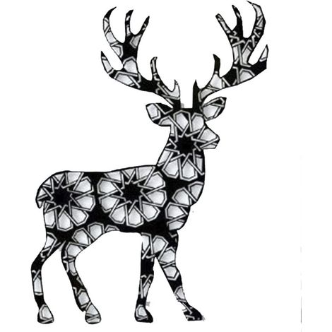 Décoration murale géométrique en métal représentant un cerf, plaque murale décorative en fer représentant un cerf, idéale pour la maison ou le jardin. (1/5)