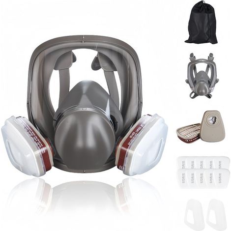 Maschera facciale completa, maschera antigas, maschera antipolvere per lavori di verniciatura, maschera antigas per pesticidi chimici, respiratore per lavori di decorazione e lucidatura, maschera funz