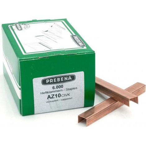 Prebena Klammern AZ10CIVK 10mm verkupfert für Matrizenhefter 1A-AZ16BNH KL-63 6M"-"EN15543