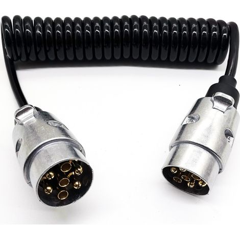 Cable de extensión para remolque en espiral de 7 pines con conector macho metálico, cable de extensión para remolque de 12 V, cable de extensión en espiral de 1,3 m, cables de extensión para remolque