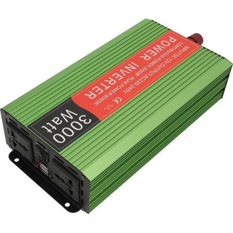 Convertisseur de puissance double usage 3000 W pour voiture et maison avec témoin lumineux de fonctionnement. Onduleur universel double tension DC 12 V vers AC 110 V/220 V. (1/5)