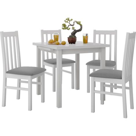 Conjunto de comedor Victorville 319, Blanco, 76x80x80cm, Diámetro: 0, Número de asientos: 4, Estilo: Contemporary