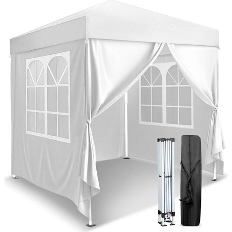Faltpavillon 2x2m grau, wasserdicht, höhenverstellbar, mit 4 Seitenteilen (1/5)