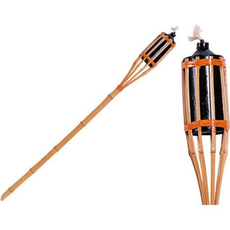 Lampe torche de sol Brixo en bambou, hauteur 120 cm, lumière d'ambiance
