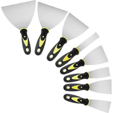 8 - Couteau À Enduire - Spatule Mastic - Acier Inoxydable Et Poignée Plastique - Pour Rebouchage Fissures Et Peinture - Intérieur Et Extérieur - Argent (1/5)