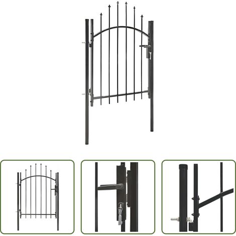 Portail de clôture - Portail de jardin Woerden acier 1x1 m noir (1/5)