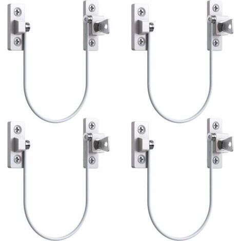 4pcs Window Door Restrictor Window Lock UPVC Window Limit Lock Security Cable Limit Lock with Key and Screws--