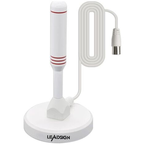 Antenne TV Portable intérieur/extérieur avec Base magnétique, réception à 360°, antenne TV numérique Freeview, 4K 1080p VHF UHF(Blanc) (1/5)