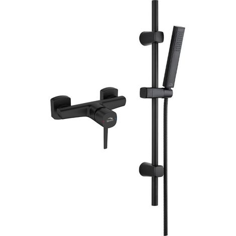 Pola Ensemble de douche avec mitigeur, Couleur: Noir (1/3)
