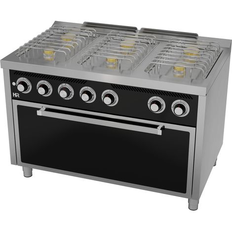 Fourneau "basic" 6 feux vifs s/750 avec four maxi électrique - HR Fainca