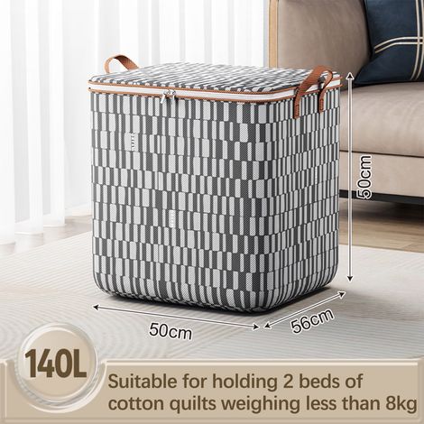 Sac De Rangement - Tissu Non Tissé - Fermeture Éclair Double - 56 x 50 x 50 cm - Gris - 1 Pièce (1/3)