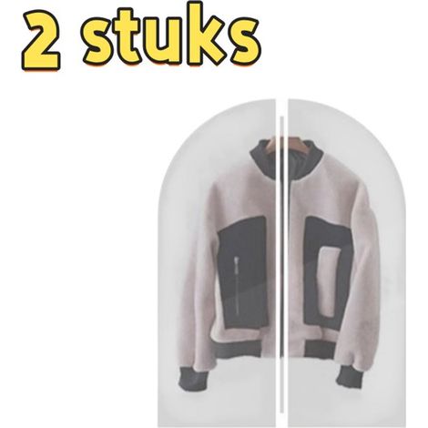 Housse de vêtement 2 pièces - Fermeture éclair - Imperméable - Anti-poussière - Sac à vêtements avec fermeture éclair - Bord blanc - Convient pour robes, costumes, vestes, cintres - 6080 cm - Transpar (1/5)