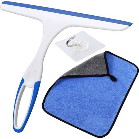 Raclette multifonction pour portes de douche, fenêtre, verre, voiture, essuie-glace, raclette de douche avec crochet et serviette, 25,4 cm