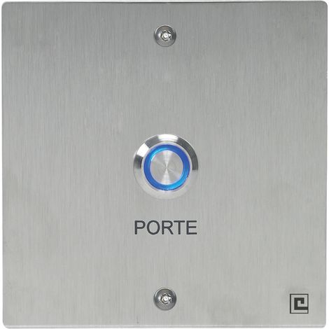 Heracles – Bouton poussoir NO/NF inox 80x80mm avec signalisation LED – 12V DC – 2 vis anti-vandales – Marquage laser durable