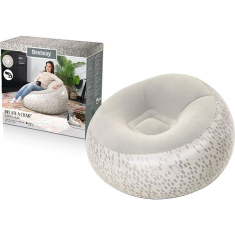 Bestway 75052 Sillón hinchable beige de terciopelo 112 cm