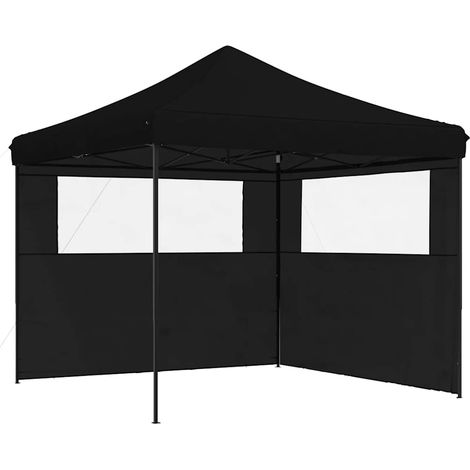 Tente de réception pliable escamotable 2 parois latérales noir (1/5)