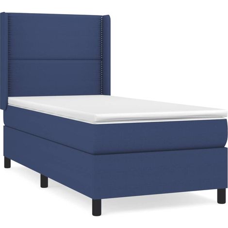 Maison Exclusive - Boxspringbett mit Matratze Blau 90x200 cm Stof (1/5)