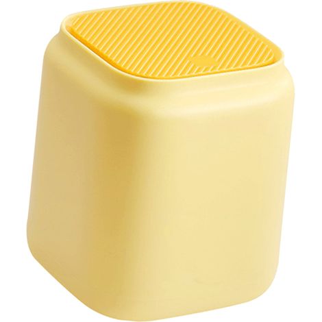 Poubelle de bureau à couvercle rabattable, mini-poubelle jaune pour la maison, la chambre ou le bureau.
