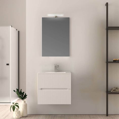 Mobile bagno cannettato 60 cm Bianco Opaco Riga (1/5)