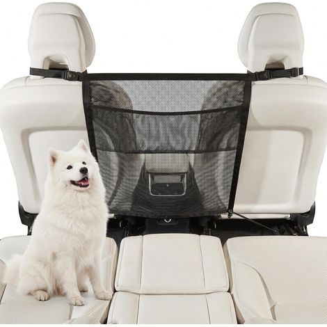 Car Mesh for Dogs with Storage Pockets, Universal 69 x 57 cm, Safety Barrier for Rear Seat, Car, SUV and Van (1/5)