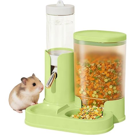 Bouteille d'eau et mangeoire automatique 2 en 1 pour hamster - 80 ml - Anti-fuite - Mangeoire automatique pour cochons d'Inde, rats, lapins et gerbilles (1/5)
