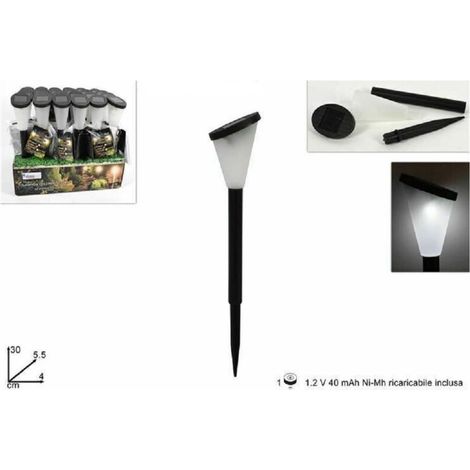 Vtizikl Lampada Luce Ricarica Solare Giardino Esterni Led Torcia 30cm Luce Calda Fredda - -Bianco Freddo -