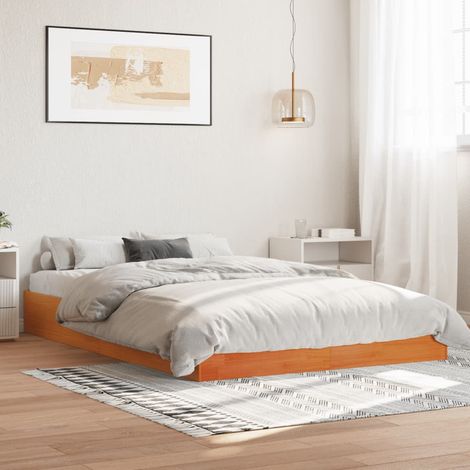 Bed Frame without Mattress Wax Brown 160x200 cm Solid Wood Pine vidaXL