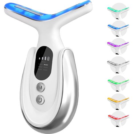 Gesichts- und Nackenmassagegerät, 7-in-1 elektrisches Gesichtsmassagegerät für verbesserte Pflege von Gesicht, Hals und Schultern mit hochfrequenter Vibrations- und Wärmefunktion (1/5)
