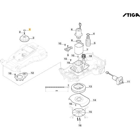 Tappo manopola altezza robot rasaerba modelli G1200 ORIGINALE STIGA 322820095/0