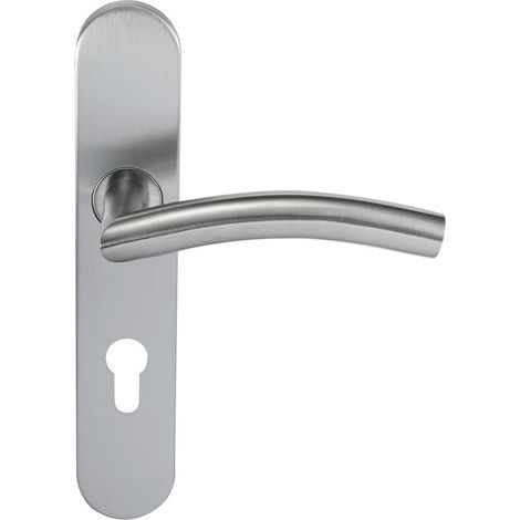 Maniglia per porta KLOSE Besser in acciaio Inox 304 su Placche, modello "Romy a Onda"  Trou Cylindre