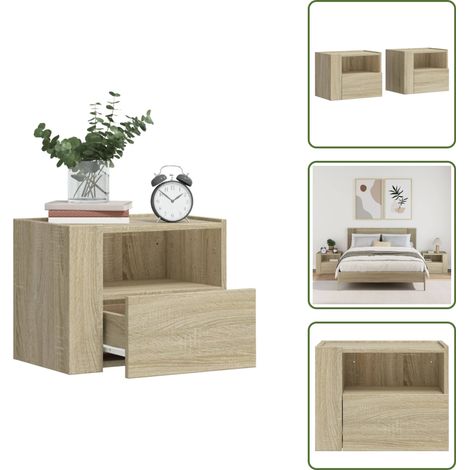 Wand-Nachttische 2 Stk. Sonoma-Eiche 45x30x35 cm - Wandregal - Holzschrank - Nachtkästchen - Möbelstück - Wohnraumgestaltung (1/5)