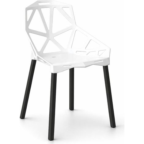 ORION91oficial® - Silla ELECTRA  Asiento Polipropileno Blanco   Estructura Acero Reforzado Negro  (80x54x59 cm) Estilo Moderno  Comedor  Hostelería  Oficina  Salón  Teletrabajo  Cocina - spaz (1/5)