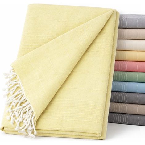 Couvre-lit Multifonction léger et élégant pour canapé ou lit 180 x 260 cm Idéal pour canapé ou lit, Vanille (1/5)
