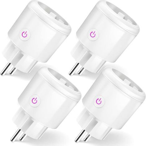 Enchufe inteligente WiFi, 16A, compatible con Alexa y Google Home, control remoto, monitorización del consumo energético, control por voz, función de temporizador, 2,4GHz, paquete de 4, blanco (1/5)