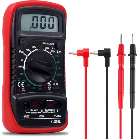 Tragbares Digitalmultimeter, elektrischer Tester mit LCD-Display und blauer Hintergrundbeleuchtung, misst Wechsel-/Gleichspannung, Ohmmeter, Gleichstrom, Widerstand, Durchgang, Diode