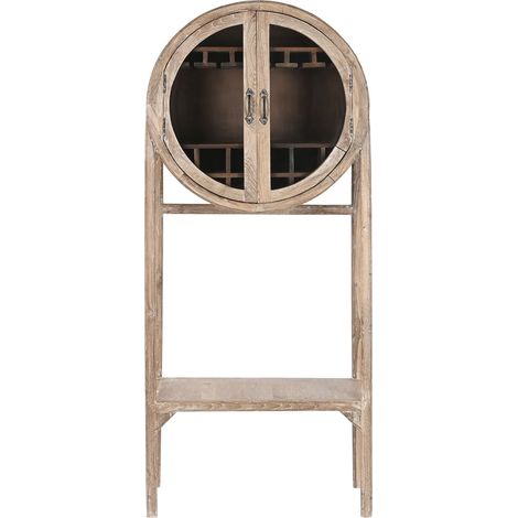 Meuble de bar, meuble de rangement en bois de teck coloris naturel - longueur 75 x profondeur 40 x Hauteur 182 cm (1/5)