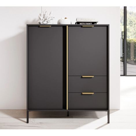 AX LIVING Modern Catanian 2T2S Highboard Anthrazit Kommode 103,3 cm