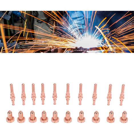 Ensemble de 10 buses plasma 9-8212 et ensemble de 10 électrodes plasma 9-8215 pour les consommables de torche de découpe Thermal Dynamics SL60/SL100. (1/5)