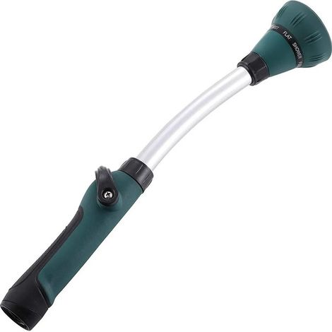 Pistola pulverizadora de riego con boquilla para manguera de 38 cm (15 pulgadas), 8 modos de pulverización, válvula de pulgar, color verde. (1/5)