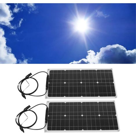 Kit solaire 50 W avec panneaux photovoltaïques double couche, contrôleur solaire 30 A, composants, chargeur de secours et panneau de production d'énergie surdimensionné (1/5)