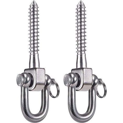 2 Pack 180° Swivel Hooks, SUS304 Stainless Steel, 800kg Load Capacity, for Playground, Yoga, Hammock, Rope, Sandbag, Punching Bag, Porch. (1/4)