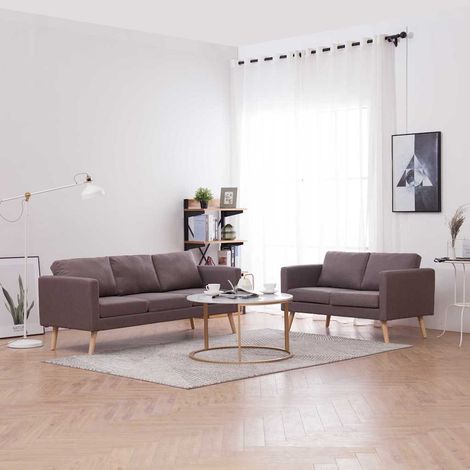 2 pcs Ensemble Canapés droits de relaxation Canapé relax - Canapé de salon Tissu Taupe BV206992 - BonneVie (1/5)