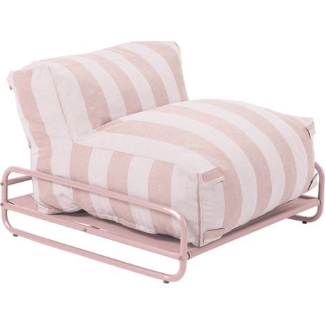 Chauffeuse rayée salon de jardin modulable et structure rose poudré - Mixi