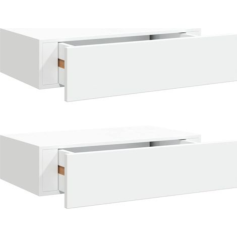 Maison Exclusive - Wandregale mit Schubladen 2 Stk. Weiß 40x23,5x (1/5)