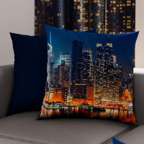 Lot de 2 Taies d'Oreillers 30x30 cm 100% Microfibre Hypoallergénique, Housse Oreiller Rectangulaire City Bleu, Paquet de 2, Fabriqué en Italie (1/3)